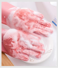 Magie Silikon Geschirr Wäscher Dish Waschen Schwamm Gummi Peeling Handschuhe Küche Reinigung 1 Paar