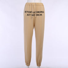 Deeptown Sweat Pants Women Joggers Stop Looking At My Dick Sweatpants Hip Hop Print High Waist Trousers Cotton Sweatpants Hippie