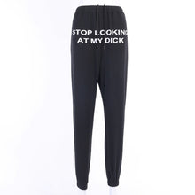 Deeptown Sweat Pants Women Joggers Stop Looking At My Dick Sweatpants Hip Hop Print High Waist Trousers Cotton Sweatpants Hippie