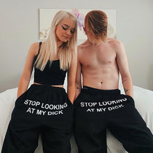 Deeptown Sweat Pants Women Joggers Stop Looking At My Dick Sweatpants Hip Hop Print High Waist Trousers Cotton Sweatpants Hippie